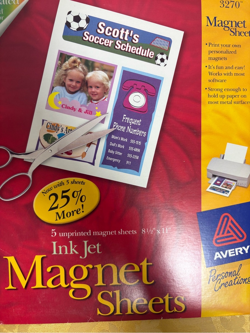 Avery Red Ink Jet Magnet Sheets with Yellow Accents